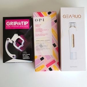 Manicure Set - OPI Prep Kit + Grip & Tip Nail Polish Holder + Electric Buffer